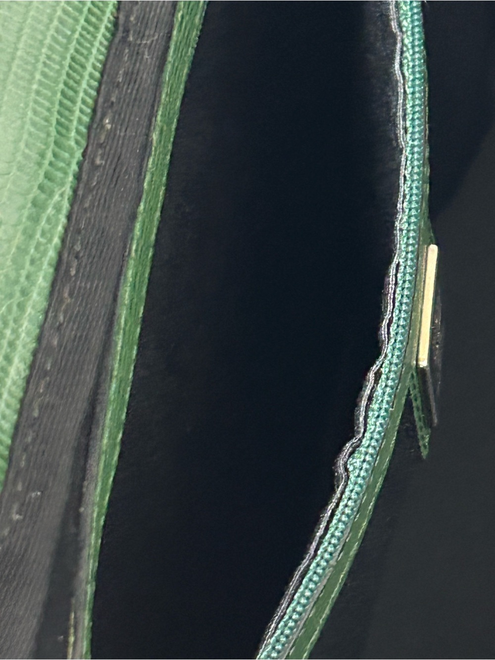 NUTS - MCM  Nylon Tote w/Green Leather Trim & Silver Plaque 14 x 10 x 5 w/COA - Picture 11 of 17